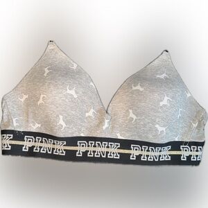 Gray PINK Bralette with Dog Print